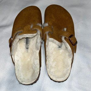 Birkenstock Boston Shearling Suede Leather Clog (Mink)